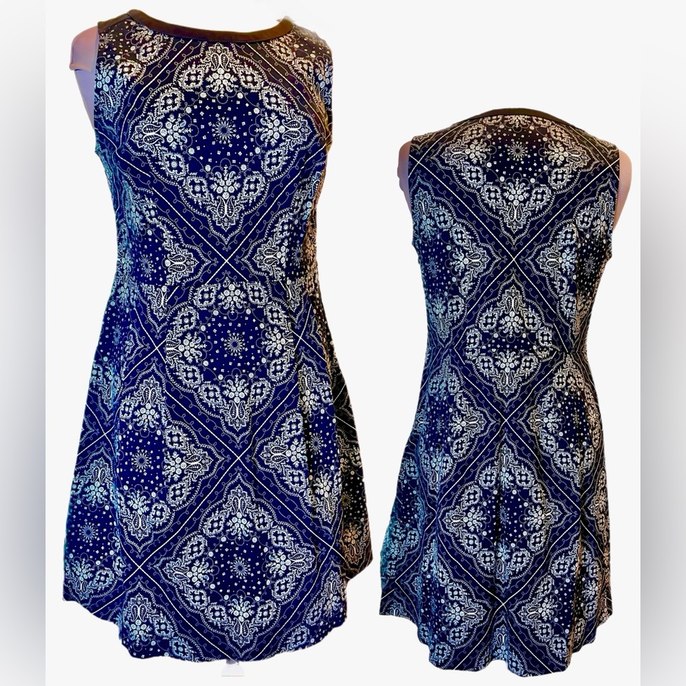 Tommy Hilfiger Blue and White Sleeveless Halter Above Knee Dress - size 6